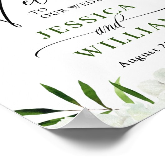 Elegantes White Orchid Bohemisch Wedding Willkomme Poster (Ecke)