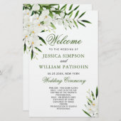 Elegantes White Orchid Boho Hochzeitsprogramm (Vorne/Hinten)