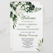 Elegantes White Orchid Boho Hochzeitsprogramm (Vorne/Hinten)