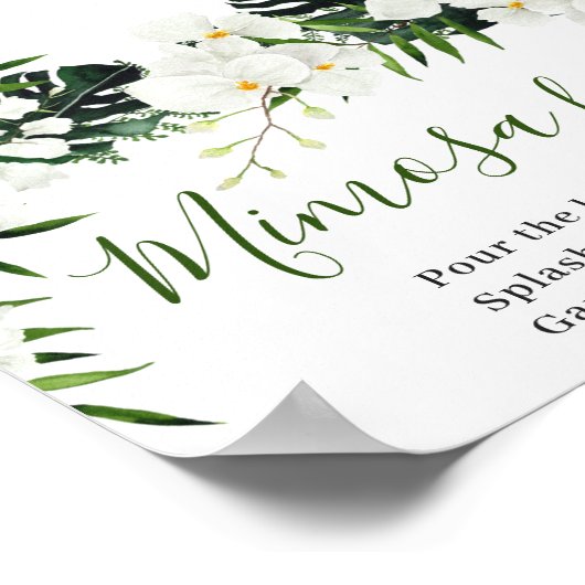 Elegantes White Orchids Bohemisch Mimosa Bar Sign Poster (Ecke)