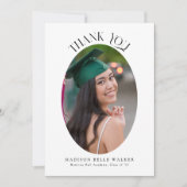 Elegantes White Oval Abschluss Foto Vielen Dank Dankeskarte (Vorderseite)