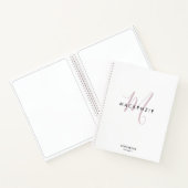 Elegantes White Pink Script Monogram Sketchbook Notizblock (Innenseite)