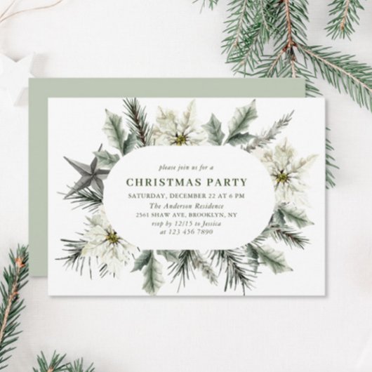 Elegantes White Poinsettia Bohemisches Weihnachtsf Einladung