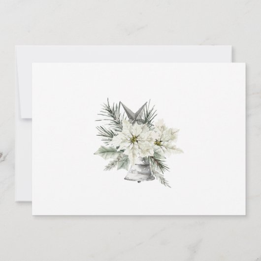 Elegantes White Poinsettia Bohemisches Weihnachtsf Einladung (Rückseite)