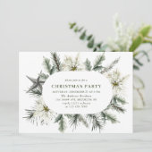 Elegantes White Poinsettia Bohemisches Weihnachtsf Einladung (Stehend Vorderseite)