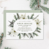 Elegantes White Poinsettia Boho Weihnachtshaus Einladung
