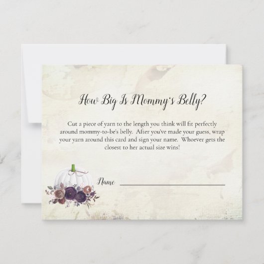 Elegantes White Pumpkin Mama Bly Size Game Einladung (Vorderseite)