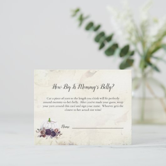 Elegantes White Pumpkin Mama Bly Size Game Einladung (Stehend Vorderseite)