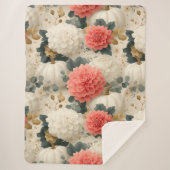 Elegantes White Pumpkin und Dahlia Fall Design Sherpadecke (Vorderseite)