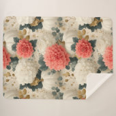 Elegantes White Pumpkin und Dahlia Fall Design Sherpadecke (Vorderseite (Horizontal))