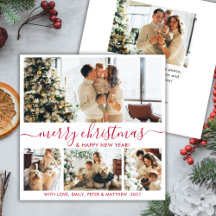 Elegantes White Red 4 Foto Collage Weihnachten