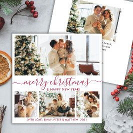 Elegantes White Red 4 Foto Collage Weihnachten