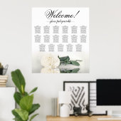 Elegantes White Rose 17 Tabelle Hochzeitstabelle Poster (Heimbüro)