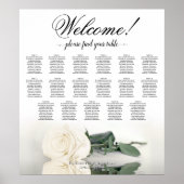 Elegantes White Rose 17 Tabelle Hochzeitstabelle Poster (Vorne)