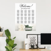 Elegantes White Rose 20 Table Wedding Seating Char Poster (Heimbüro)