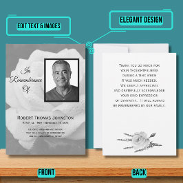 Elegantes White Rose Beerdigung Beileid Dankeskarte