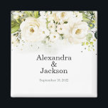 Elegantes White Rose & Gold Modernes Hochzeitsmaga Magnet<br><div class="desc">Die perfekte Art,  Ihren Sondertag zu feiern und Ihre Gäste sicher behalten! Karo: https://www.zazzle.com/store/bdp_designs/products?cg=196448434588051810</div>