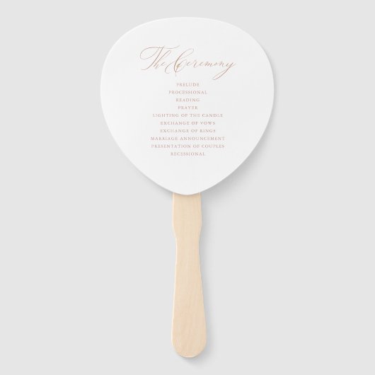 Elegantes White Rose Gold Script Wedding Programm Fächer (Rückseite)