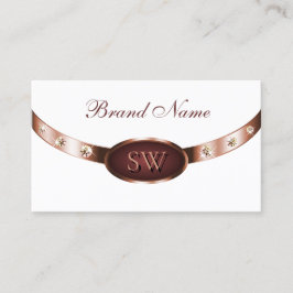 Elegantes White Rose Gold und Burgund mit Monogram Visitenkarte