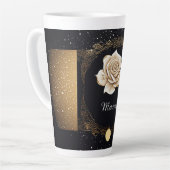 Elegantes White Rose und Gold Design Milchtasse (Linke Ecke)