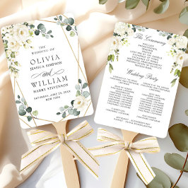 Elegantes White Roses Eucalyptus Wedding Program Fächer
