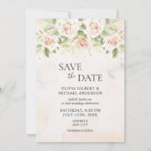 Elegantes White Roses Foto Save the Date Einladung (Rückseite)