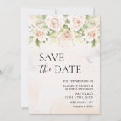 Elegantes White Roses Foto Save the Date Einladung (Vorderseite)