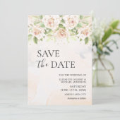 Elegantes White Roses Foto Save the Date Einladung (Stehend Vorderseite)