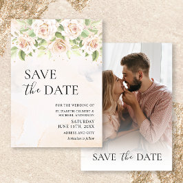 Elegantes White Roses Foto Save the Date Einladung