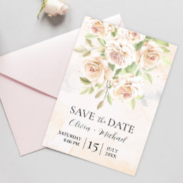 Elegantes White Roses Foto Save the Date Einladung
