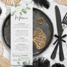 Elegantes White Roses & Greenerity Wedding Menu