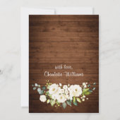 Elegantes White Roses Lace Rustic Bridal Brunch Einladung (Rückseite)