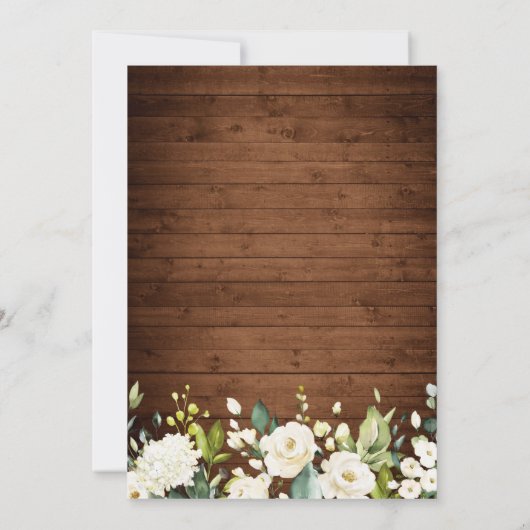 Elegantes White Roses Lace Rustikale Probe Abendes Einladung (Rückseite)