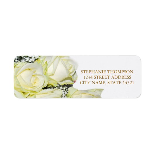 Elegantes White Roses Wedding Address Label (Vorne)