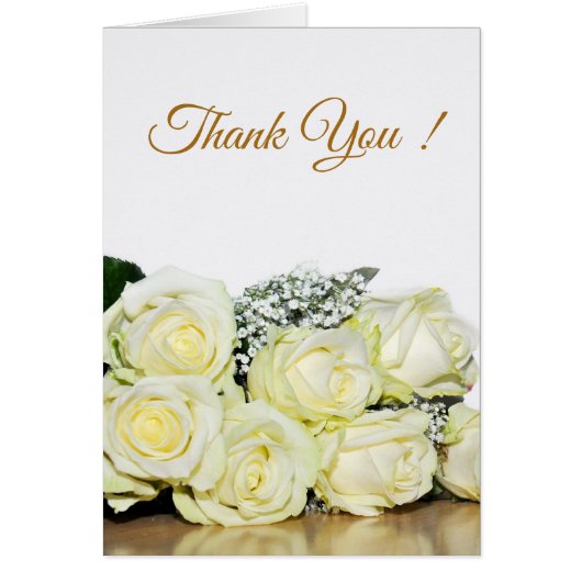 Elegantes White Roses Wedding Foto Danke Karte (Vorne)