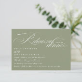 Elegantes White Sage Calligrafy Probe Dinner Begleitkarte (Stehend Vorderseite)