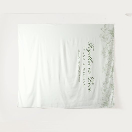 Elegantes White Sage Green Backdrops Banner Wandteppich (Vorderseite (Horizontal))