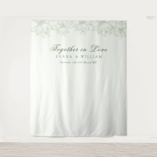 Elegantes White Sage Green Backdrops Banner Wandteppich (Vorderseite)