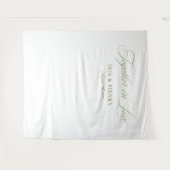 Elegantes White Sage Green Wedding Backdropdown Ba Wandteppich (Vorderseite (Horizontal))