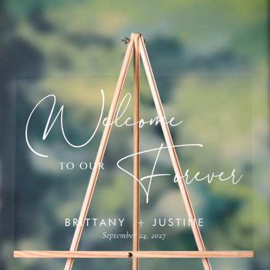 Elegantes White Script Akryllische Hochzeitssymbol Acrylschild (Neutral)