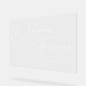 Elegantes White Script Akryllische Hochzeitssymbol Acrylschild (Winkel)