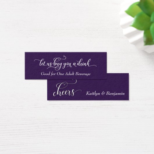 Elegantes White Script auf Lila Drink Tickets (Schreibtisch)