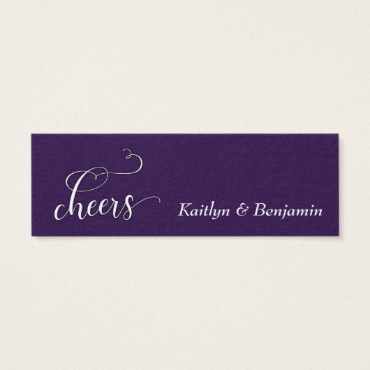 Elegantes White Script auf Lila Drink Tickets (Rückseite)