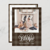 Elegantes White Script BLESSED Brown Buffalo Karie Postkarte (Vorne/Hinten)