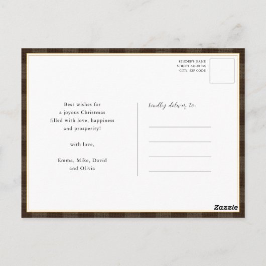 Elegantes White Script BLESSED Brown Buffalo Karie Postkarte (Rückseite)
