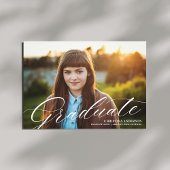 Elegantes White Script Calligraphy Abschluss Foto Ankündigung