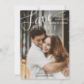 Elegantes White Script Confetti Save the Date Foto (Vorderseite)