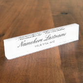 Elegantes White Script Einfach Minimalistisch mode Namensplakette (Seite)