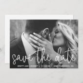 Elegantes White Script Einfaches Foto Moderne Hoch Save The Date (Vorne/Hinten)