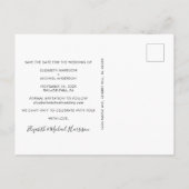 Elegantes White Script-Foto Hochzeit speichern Sie Ankündigungspostkarte (Rückseite)